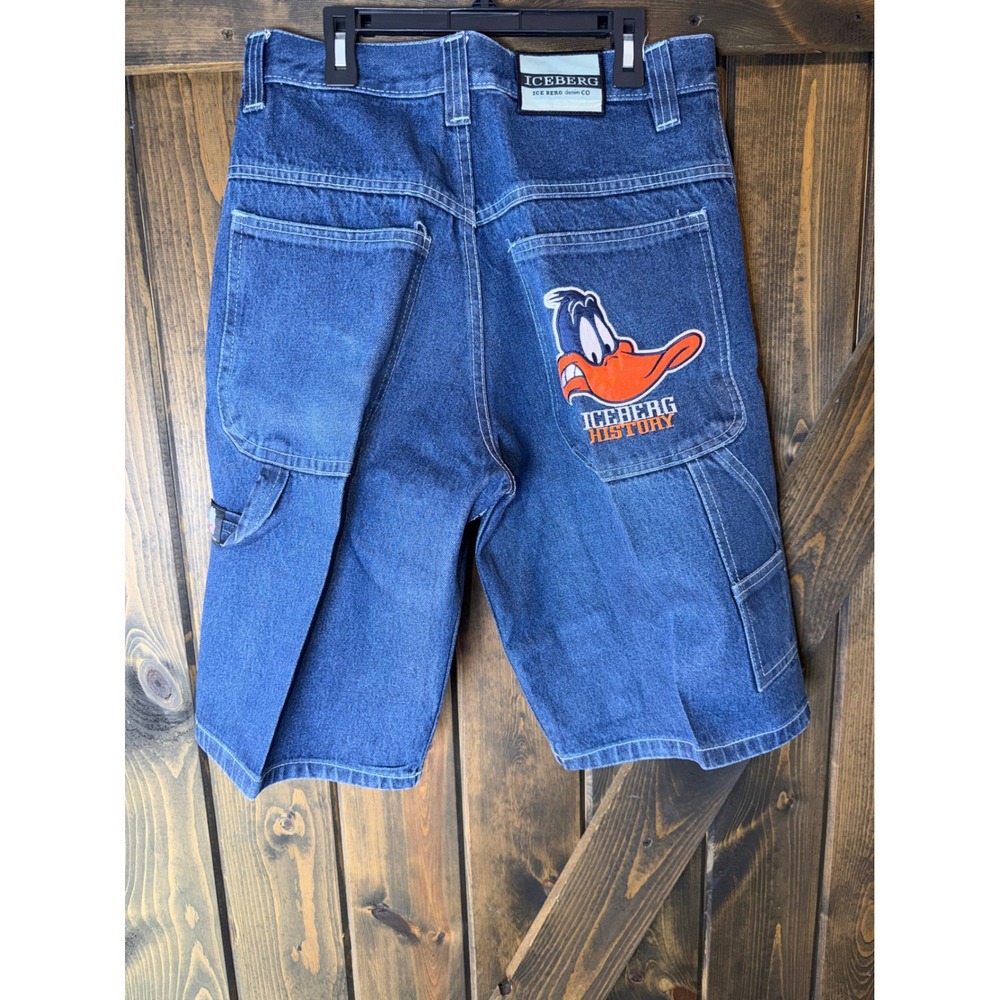 Vintage Iceberg Looney Tunes Denim Carpenter Shorts Y2K Skater Sz 32